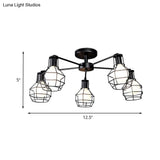 Vintage Wire Framed Metal Ceiling Lights With Adjustable Heads For Bedroom - Available In 3/5/8 And
