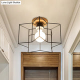 Vintage Wire Guard Ceiling Light With Star Shaped 4 Lights In Black/White