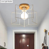 Vintage Wire Guard Ceiling Light With Star Shaped 4 Lights In Black/White