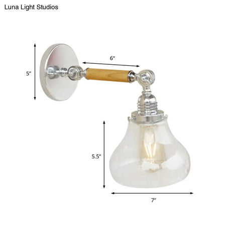 Vintage Wood Sconce Light With Clear Glass Pear For Living Room - 8/4/6 L Wooden Arm