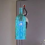 Vintage Yellow/Brown Glass Pendant Light With Dimpled Bottle Shade - 1-Light Fixture For Living