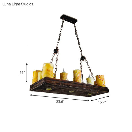 Vintage Yellow Marble Candle Island Light Fixture With 8/12/16 Lights For Dining Room