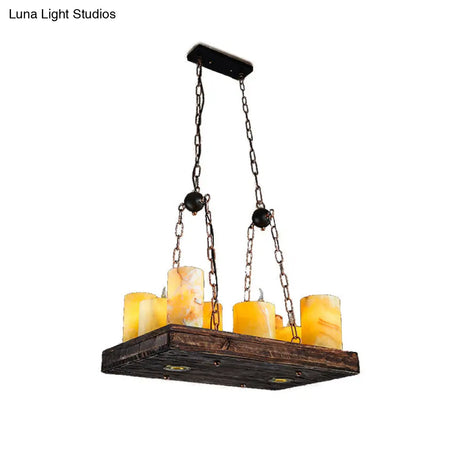 Vintage Yellow Marble Candle Island Light Fixture With 8/12/16 Lights For Dining Room