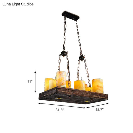 Vintage Yellow Marble Candle Island Light Fixture With 8/12/16 Lights For Dining Room