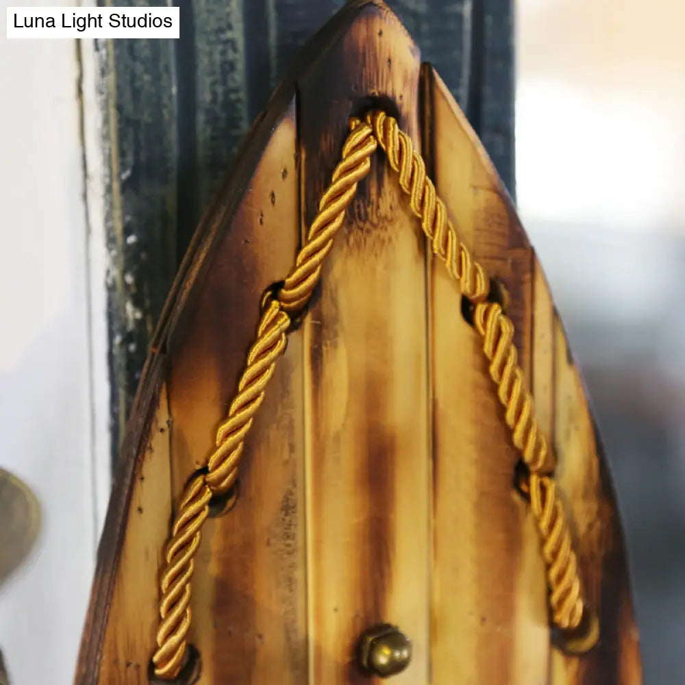 Vintage Yellow Resin Candle Wall Lamp With Wood Backplate