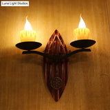 Vintage Yellow Resin Candle Wall Lamp With Wood Backplate