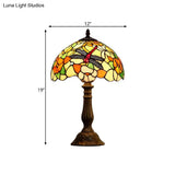 Violet - Stunning Hand-Crafted Glass Bronze Night Light Dragonfly And Peony 1 Head Tiffany Table