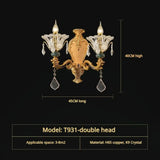 Vivienne French Copper Crystal Candle Chandelier Duplex Stair Pendant Light 2Head D45CM H40CM / Three Colors chandelier