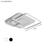 W Hotel Led Flush Mount Light - Modern White Ceiling Lamp Stacking Square Acrylic Frame Warm/White