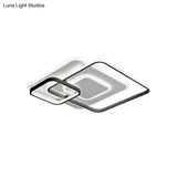 W Hotel Led Flush Mount Light - Modern White Ceiling Lamp Stacking Square Acrylic Frame Warm/White