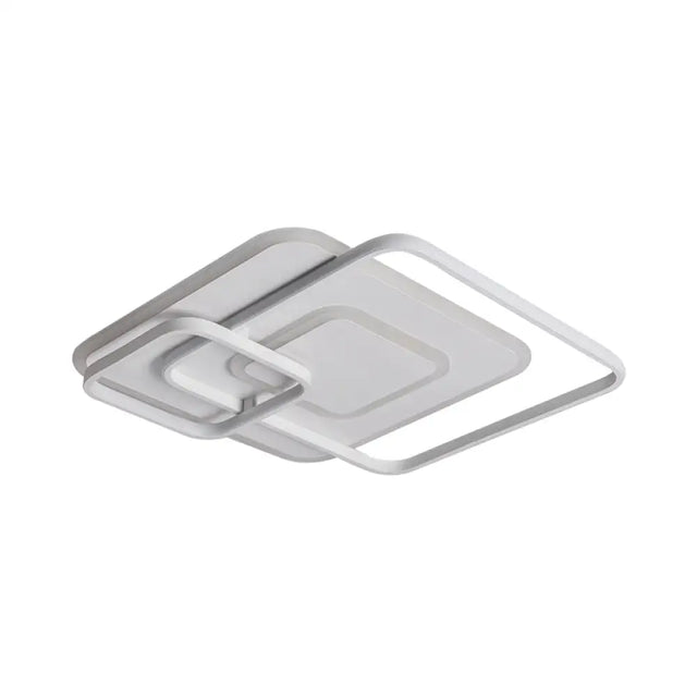 W Hotel Led Flush Mount Light - Modern White Ceiling Lamp Stacking Square Acrylic Frame Warm/White