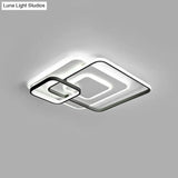 W Hotel Led Flush Mount Light - Modern White Ceiling Lamp Stacking Square Acrylic Frame Warm/White