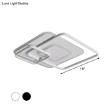 W Hotel Led Flush Mount Light - Modern White Ceiling Lamp Stacking Square Acrylic Frame Warm/White