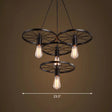 Wagon Wheel Cast Iron Chandelier Pendant Light For Dining Room - Loft Style 4 / Black