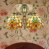 Wall Mounted Baroque Mermaid Stained Glass Sconce Light Set - Antique Bronze / Basic