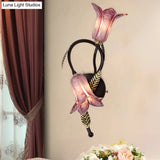 Wall Mounted Flower Lamp - 2-Light Vanity Sconce In Idyllic Style For Bathrooms