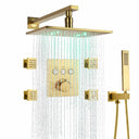 Wall Mounted Shower LED Rain Shower Rose Gold Bathroom Constant Temperature Concealed Shower Set With Massage Nozzle