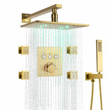 Wall Mounted Shower LED Rain Shower Rose Gold Bathroom Constant Temperature Concealed Shower Set With Massage Nozzle