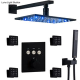 Wall Mounted Shower LED Rain Shower Rose Gold Bathroom Constant Temperature Concealed Shower Set With Massage Nozzle