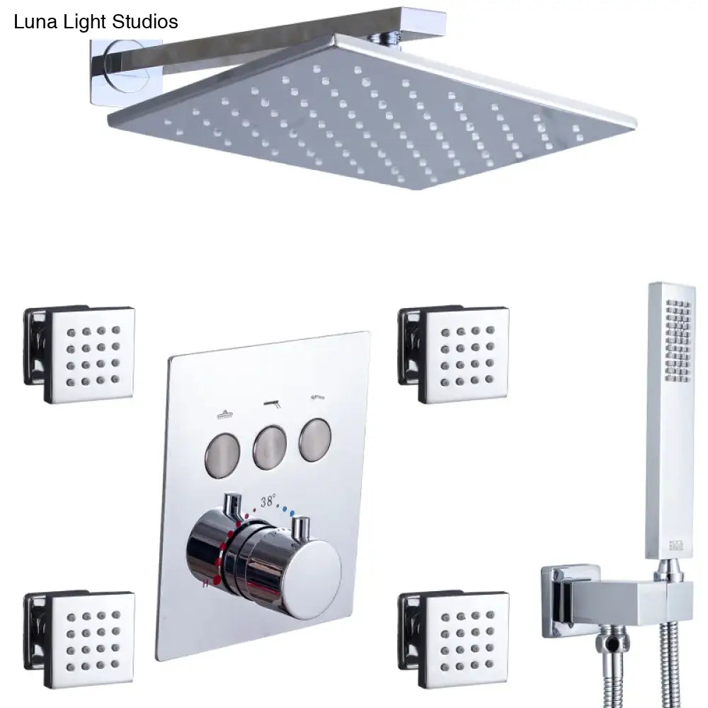 Wall Mounted Shower LED Rain Shower Rose Gold Bathroom Constant Temperature Concealed Shower Set With Massage Nozzle
