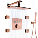 Wall Mounted Shower LED Rain Shower Rose Gold Bathroom Constant Temperature Concealed Shower Set With Massage Nozzle