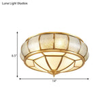 Water Glass Brass Circle Flush Mount Ceiling Light Fixture For Hallway - 3/4/6 Bulbs