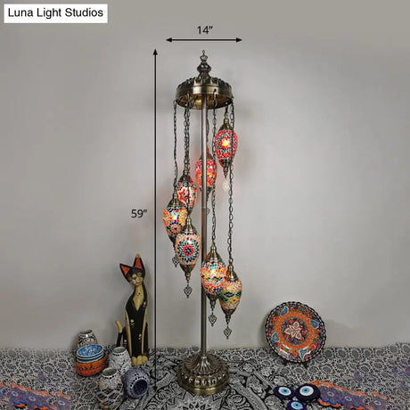 Waterdrop Glass Floor Lamp - Traditional Hand-Cut Style With 5/7/9 Heads For Bedroom Reading In