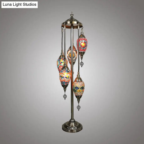 Waterdrop Glass Floor Lamp - Traditional Hand-Cut Style With 5/7/9 Heads For Bedroom Reading In