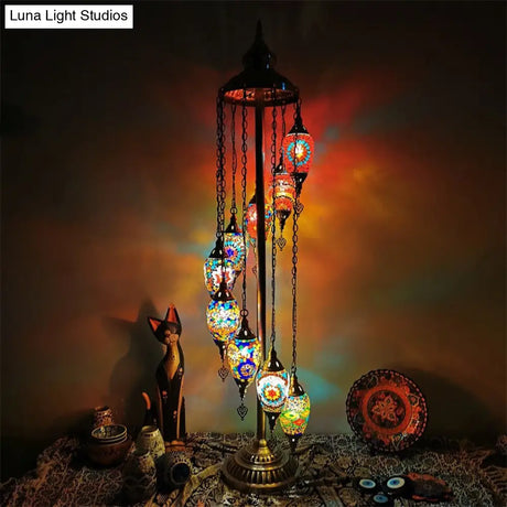 Waterdrop Glass Floor Lamp - Traditional Hand-Cut Style With 5/7/9 Heads For Bedroom Reading In