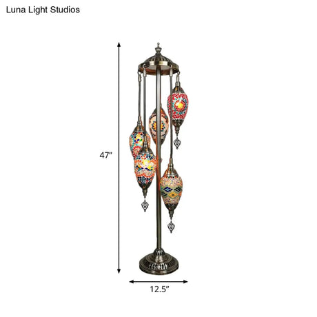 Waterdrop Glass Floor Lamp - Traditional Hand-Cut Style With 5/7/9 Heads For Bedroom Reading In