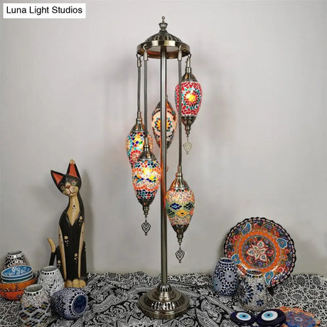 Waterdrop Glass Floor Lamp - Traditional Hand-Cut Style With 5/7/9 Heads For Bedroom Reading In