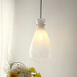 Waterdrop Glass Pendant Light - Simple White 1-Light Ceiling Lamp For Restaurants