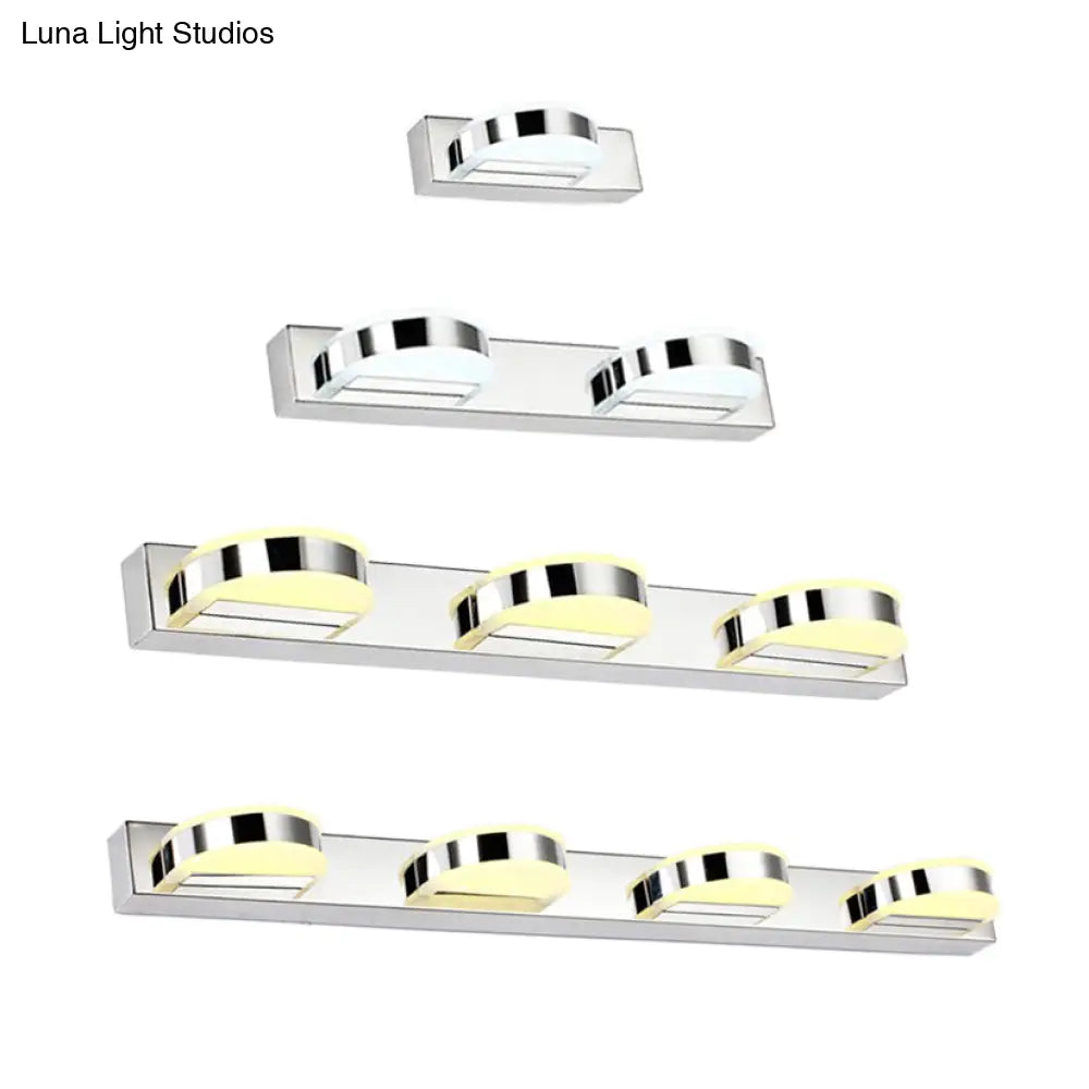 Waterproof Led Vanity Mirror Light With Acrylic Lampshade - Chrome Sconce Lamp In Warm/White