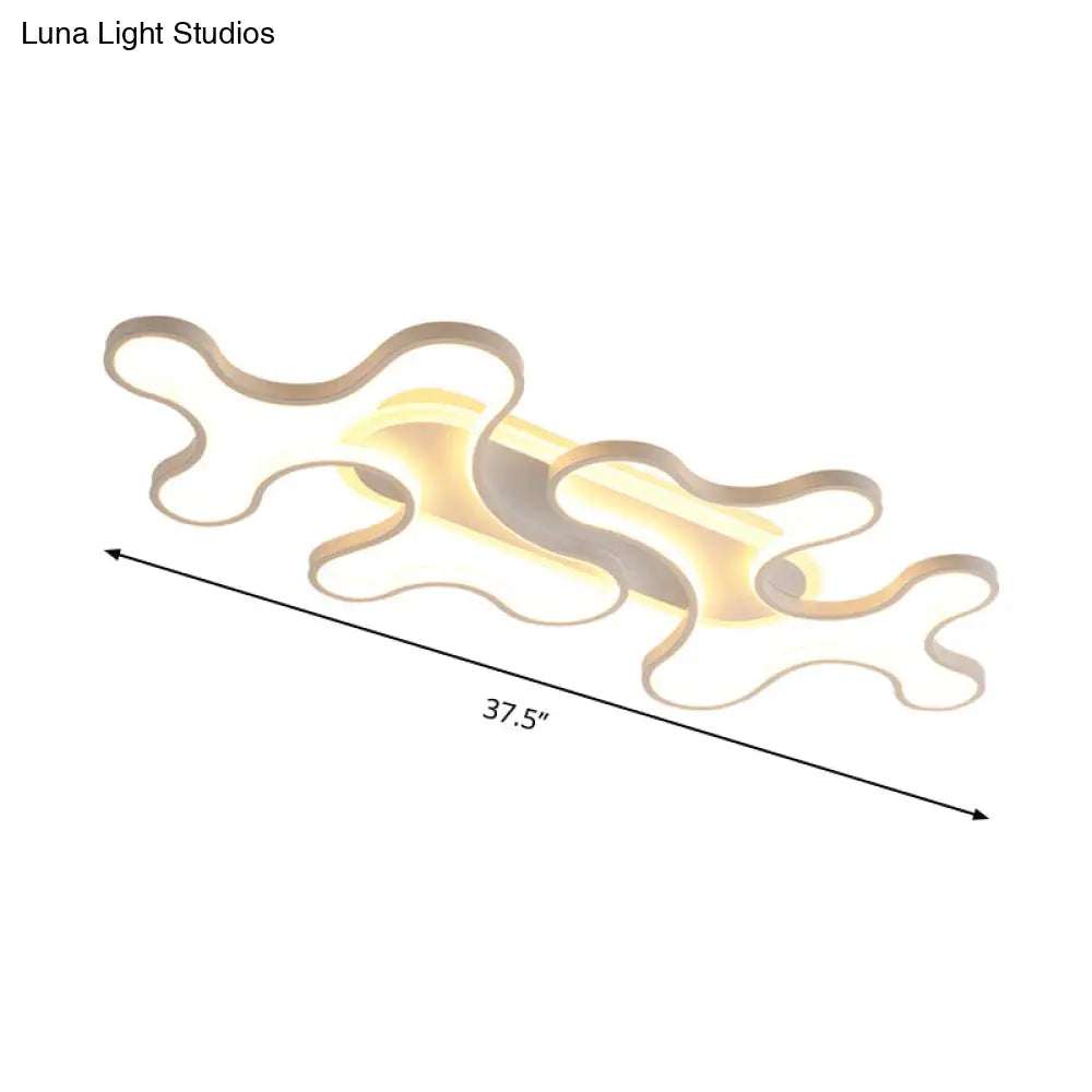 Wave Acrylic Flush Mount Led Ceiling Light In Simple Style - White