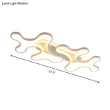 Wave Acrylic Flush Mount Led Ceiling Light In Simple Style - White