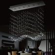 Wave Shaped Ceiling Light - Modern 6 - Head Crystal Flush Mount Fixture In Stainless Steel