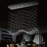 Wave Shaped Ceiling Light - Modern 6 - Head Crystal Flush Mount Fixture In Stainless Steel