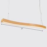 Wavy Led Pendant Chandelier - Minimalist Metal And Wood Suspension Light For Office / 47.5 Natural