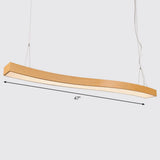 Wavy Led Pendant Chandelier - Minimalist Metal And Wood Suspension Light For Office / 47.5 Third