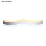 Wavy Led Vanity Mirror Light Single Acrylic Antifog Warm/White 16/19.5 Wide