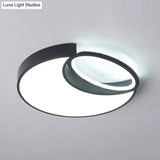 Waxing Moon & Oval Minimalist Led Flush Light - 18’/22’ Wide Acrylic Black Ceiling Flushmount