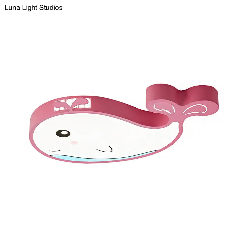 Whale Flush Mount Led Light For Kids’ Bedroom In Blue/Pink