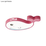 Whale Flush Mount Led Light For Kids’ Bedroom In Blue/Pink