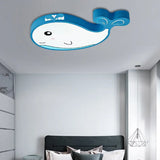 Whale Flush Mount Led Light For Kids’ Bedroom In Blue/Pink Blue
