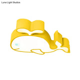 Whimsical Baby Whale Led Flush Mount Light For Kindergarten - Cartoon Acrylic Ceiling Lamp