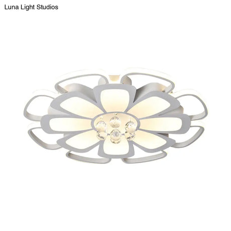 White Acrylic Blossom Led Ceiling Light - Crystal Ball Kids Lamp For Nursing Room