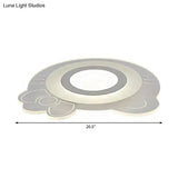 White Acrylic Bow Kitten Game Room Led Ceiling Light - Flush Mount