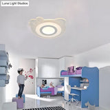 White Acrylic Bow Kitten Game Room Led Ceiling Light - Flush Mount