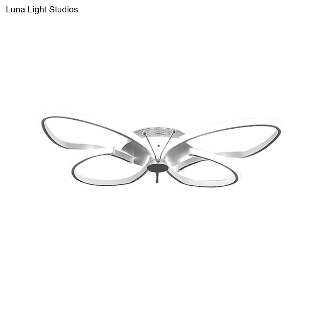 White Acrylic Butterfly Ceiling Light For Nursing Room - Contemporary Flush Mount