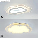 White Acrylic Cloud Ceiling Flush Mount Light With Simple Teen Style